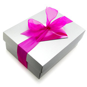 Image of Silver Gift Box with Pink Ribbon